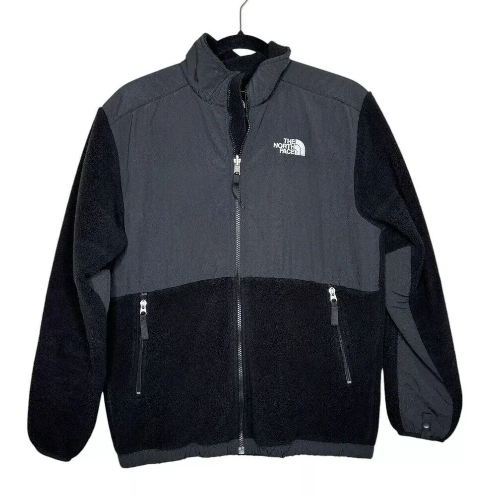 The North Face Denali Boys Jacket Size XL Full Zip Fleece Black Coat